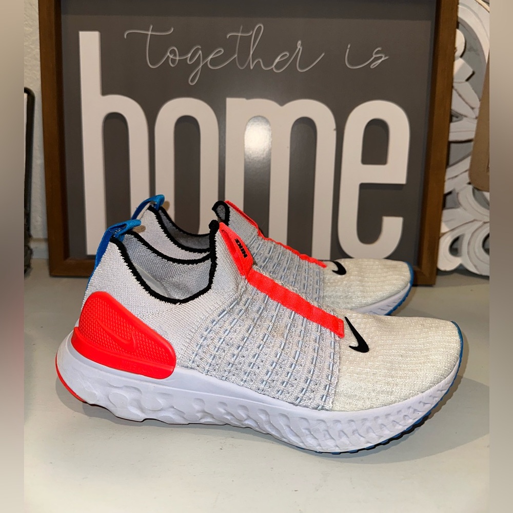 Nike React Phantom Run Flyknit 2 Shoes Women's 8 Grey CrimsonDv2179-001Preowned - Picture 3 of 11